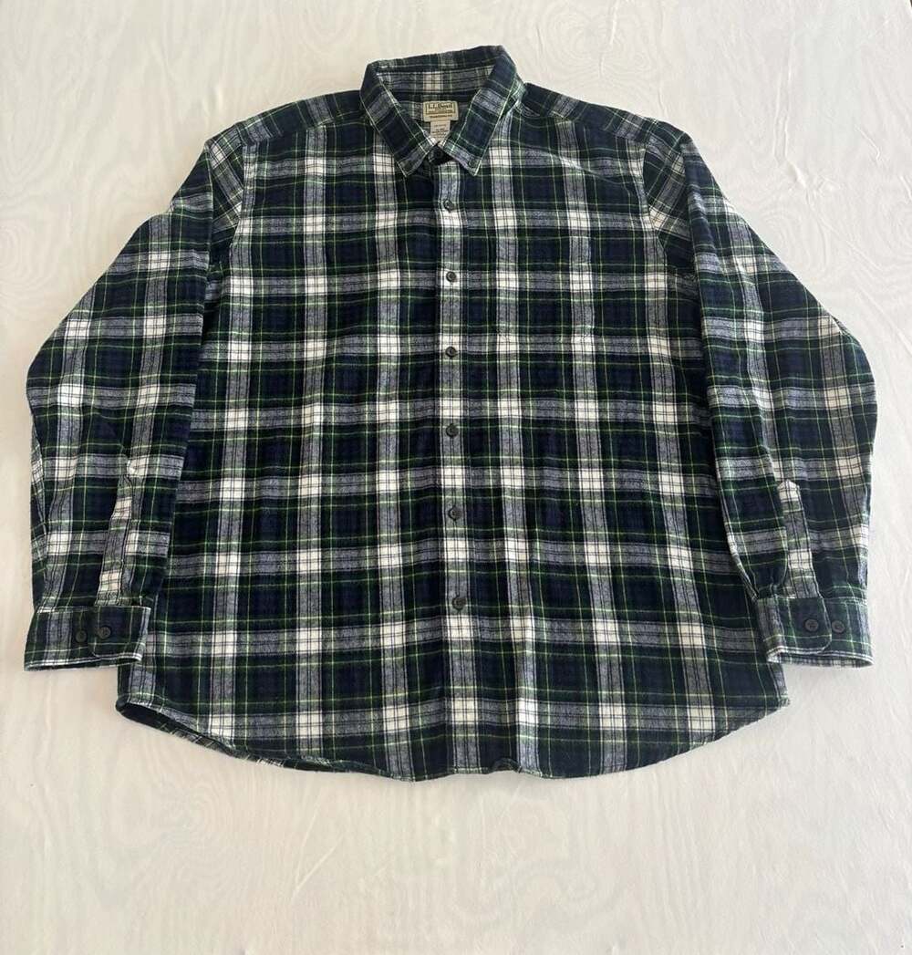 L.L. Bean Traditional Fit Plaid Cotton Flannel Long Sleeve Shirt XL-REG